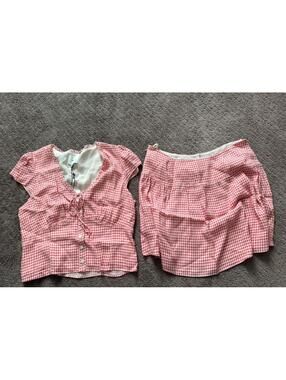 Reformation Women’s Dorothea Two Piece Outfit Watermelonnon Check Size 8 $218